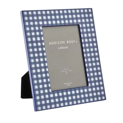 Gingham Navy Lacquer Photo Frame 5x7