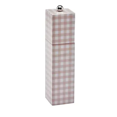 Gingham Pink Square Pillar Salt or Pepper Mill