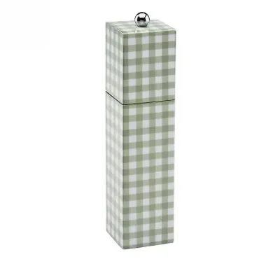 Gingham Sage Square Pillar Salt or Pepper Mill