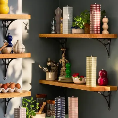 Gingham Sage Square Pillar Salt or Pepper Mill