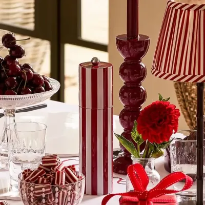 Striped Column Burgundy Salt or Pepper Mill