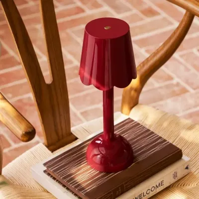 Scallop Burgundy Rechargeable LED Lamp 28cm