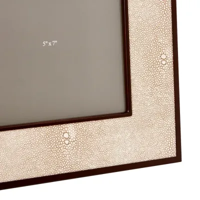 Ecru Faux Shagreen & Bronze Photo Frame 5x7