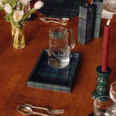 Tartan Black Watch Square Pillar Salt or Pepper Mill