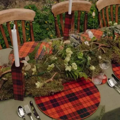 Tartan Ross Candlestick Tall 24cm