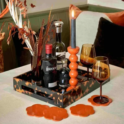 Lacquered Faux Tortoiseshell Serving Tray