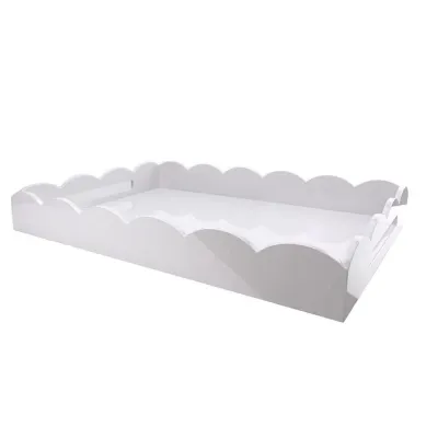 26 x 17 in Large Scalloped Tray White