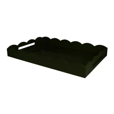 26 x 17 in Large Scalloped Tray Black