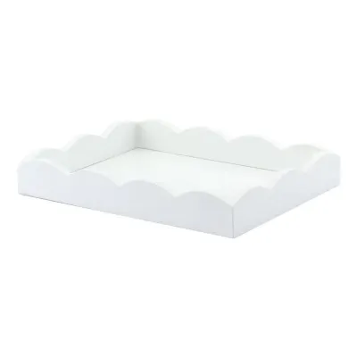 11 x 8 in Small Scalloped Tray White