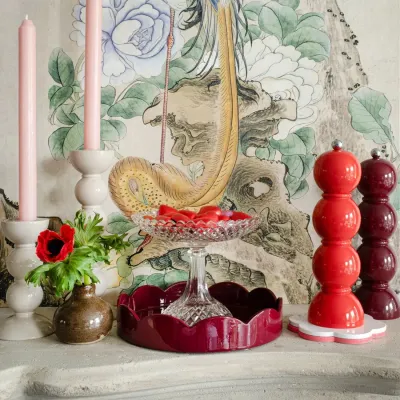 Cherry Red Small Round Scallop Tray
