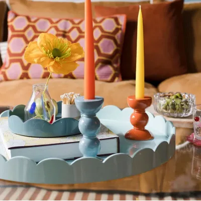 Chambray Blue Small Round Scallop Tray