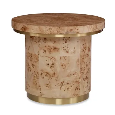 Burl Round End Table w/ Clear Coat