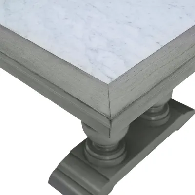 Harvest Dining Table (120" Marble Top) Ash Grey