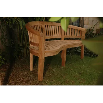 Outdoor Curve 3 Seater Bench Extra Thick Wood