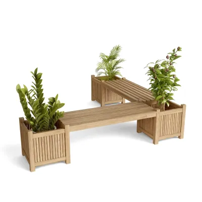 Outdoor Planter Bench (2 Bench + 3 Planter Box)