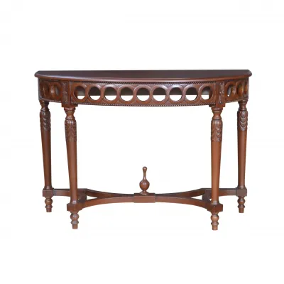Neoclassical Demilune Console W/ Crackle Finish Table Top