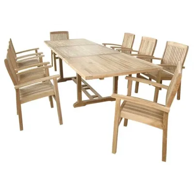 Bahama Stackable Sahara 9-Piece Rectangular Dining Set (SET-77)