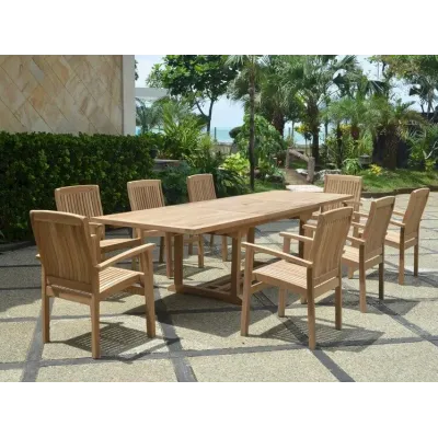 Bahama Stackable Sahara 9-Piece Rectangular Dining Set (SET-77)