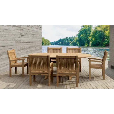 Bahama Sahara Armchair 7-Piece 87" Oval Dining Set