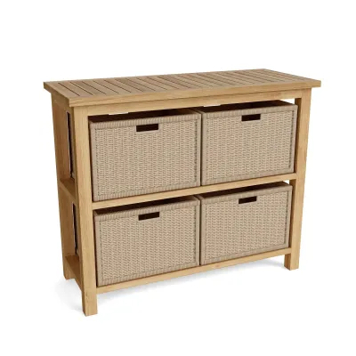 Outdoor Towel Console W/ 2 Shelves Table