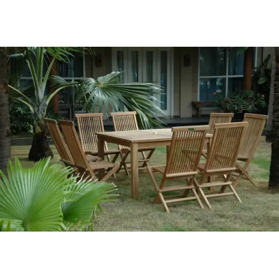 Outdoor Windsor Classic Chair 9-Pieces Folding Dining Set