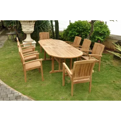 Sahara Stackable 9-Pieces Oval Dining Set