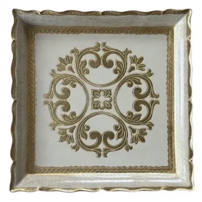 Florentino Baroque Taupe Wooden Square Tray