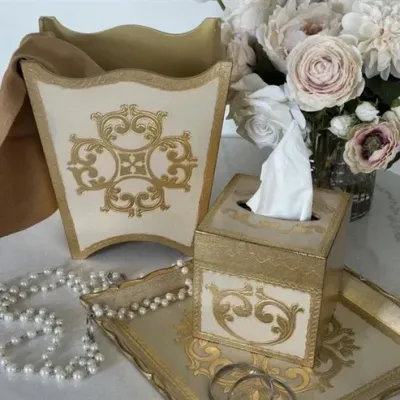 Florentino Baroque Taupe Wooden Square Tray