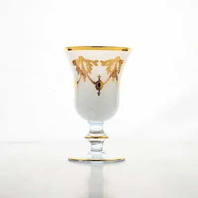 Rialto Borghese White with Gold Water/Wine Glass