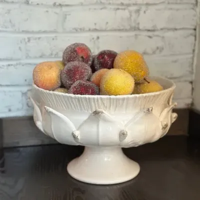 Scavo Harvest Antique White Pedestal Bowl
