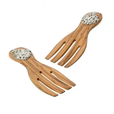 Artichoke Olive Wood Salad Server Set