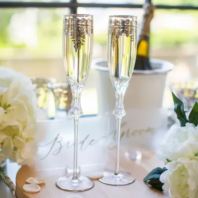 Vetro Platinum Wedding Flute Set of 2