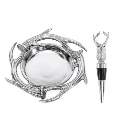 Antler Wine Coaster and Stopper Set