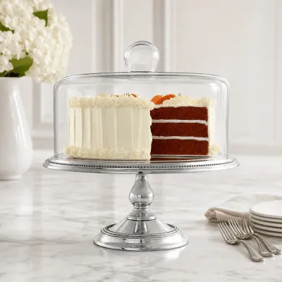 Beaded Cake Stand with Dome
