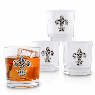 Fleur-de-Lis Bar Glasses Set of 4