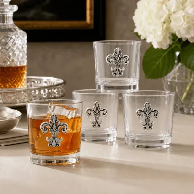 Fleur-de-Lis Bar Glasses Set of 4