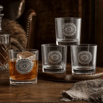 Western Concho Bar Glasses Set of 4