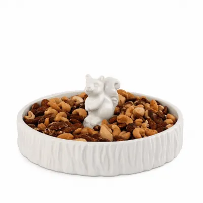 Stoneware Standing Squirrel Nut Bowl