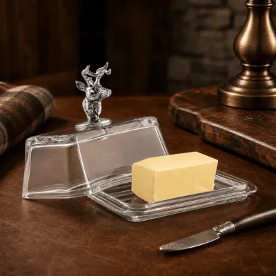 Elk Glass Butter Dish