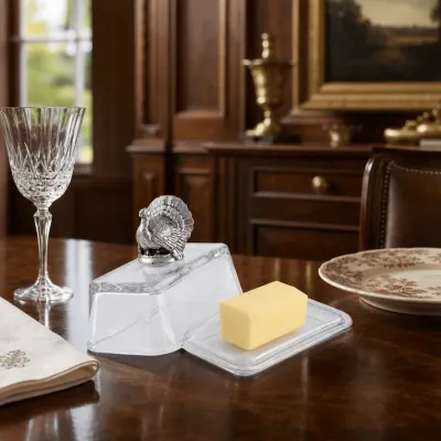 Turkey Glass Butter Dish