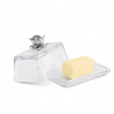 Magnolia Glass Butter Dish