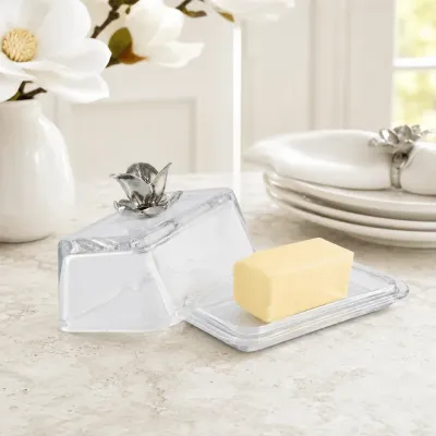 Magnolia Glass Butter Dish