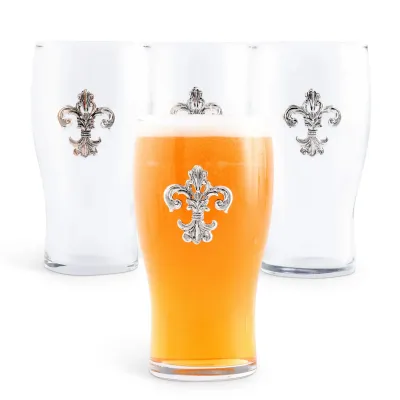 Fleur de Lis Pint Glasses Set of 4
