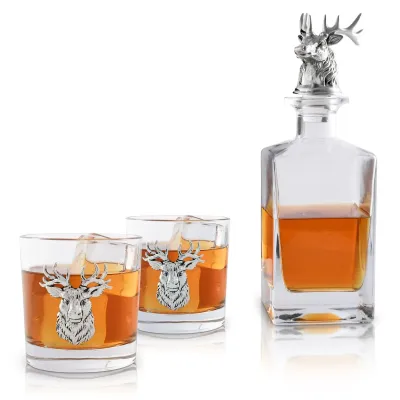 Elk Decanter Set with glasses Set of 2