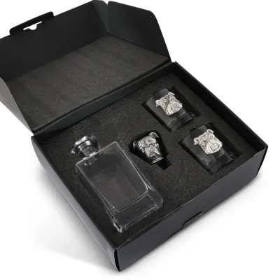 Bulldog Decanter Set with glasses Set of 2