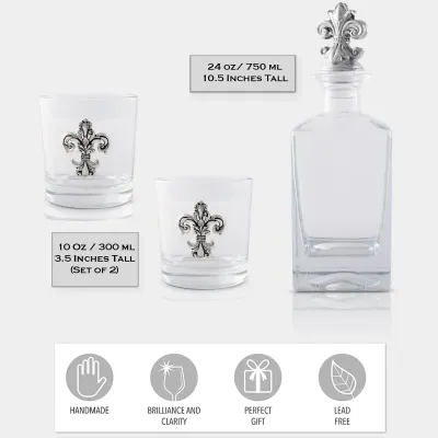 Fleur-de-lis Decanter Set with glasses Set of 2