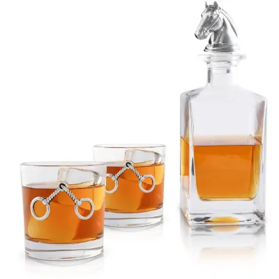 Equestrian Decanter Set with glasses Set of 2