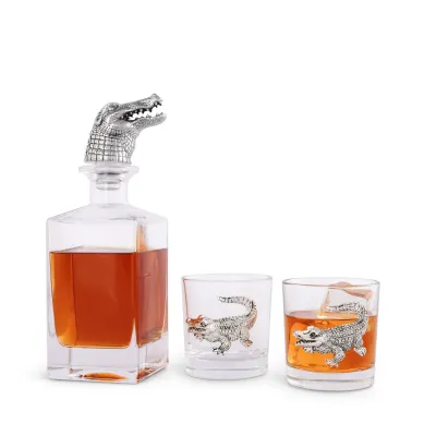 Alligator Decanter Set with glasses Set of 2