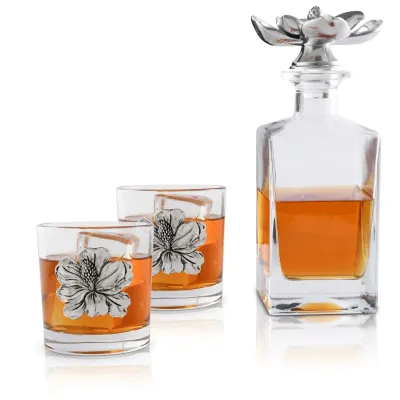Magnolia Decanter Set with glasses Set of 2