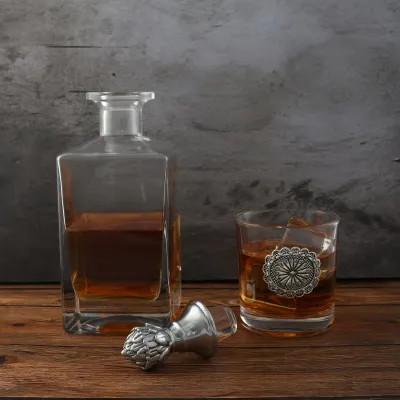Western Decanter Set with glasses Set of 2